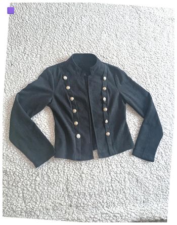 Veste noire style officier balmain à boutons décoratifs