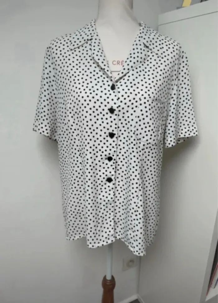 Chemisier blanc à pois Weinberg vintage taille L 40