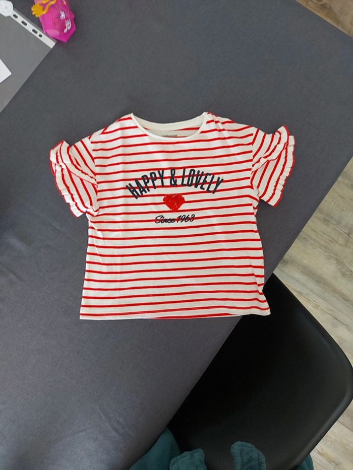 Tee-shirt marinière sequins magiques Vertbaudet 5 ans - photo numéro 2