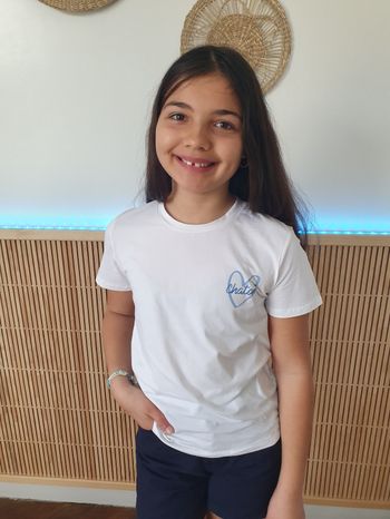 T-shirt Chaton blanc/bleu Taille 8 ans