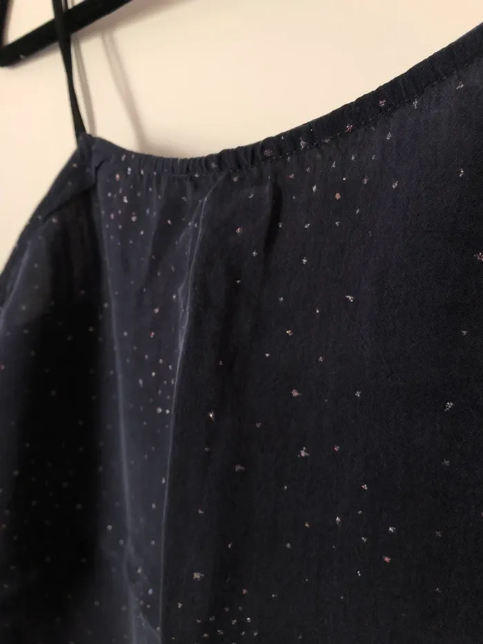 Top à bretelles bleu marine cupro avec paillettes Saint Hilaire taille 38 - photo numéro 3