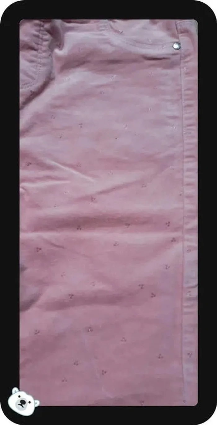 Pantalon tregging okaidi rose clair à motif en velours neuf avec étiquette - photo numéro 2