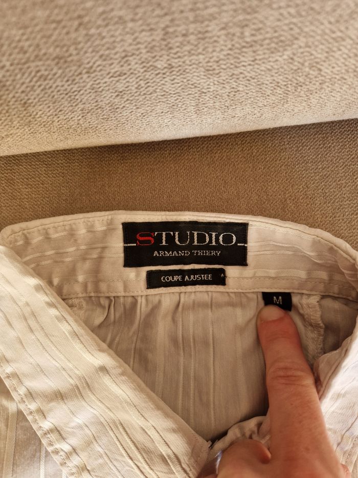 Chemise homme gris clair rayé blanc, Armand Thiery - photo numéro 7