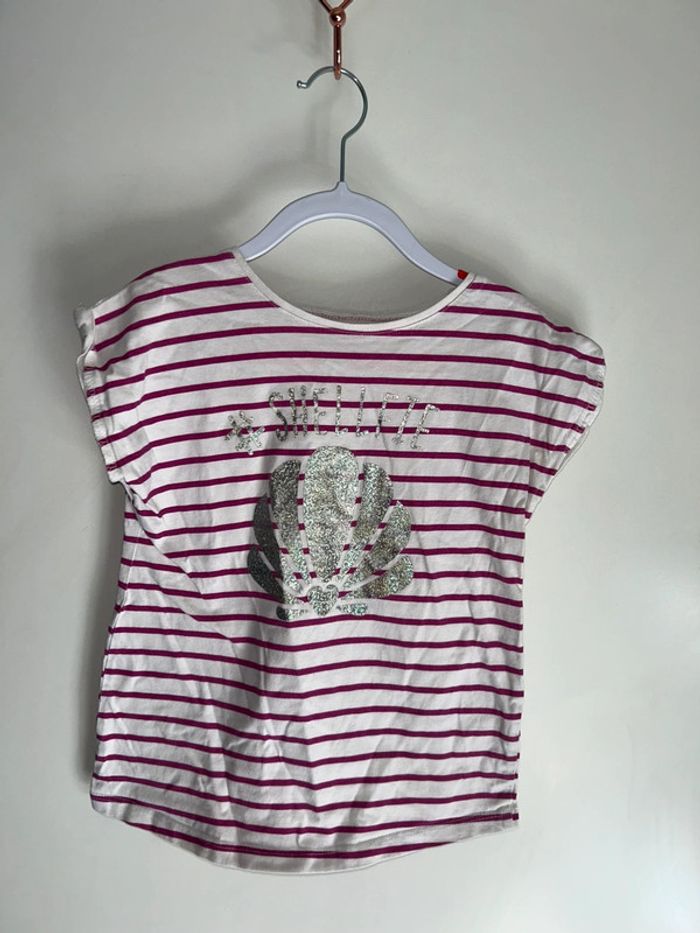 T-shirt manches courtes rayé motif coquillage - 8 ans - In Extenso