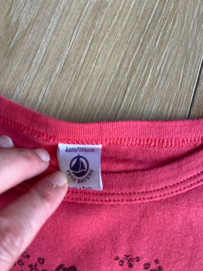 Tee shirt petit bateau 4 ans rose - photo numéro 3