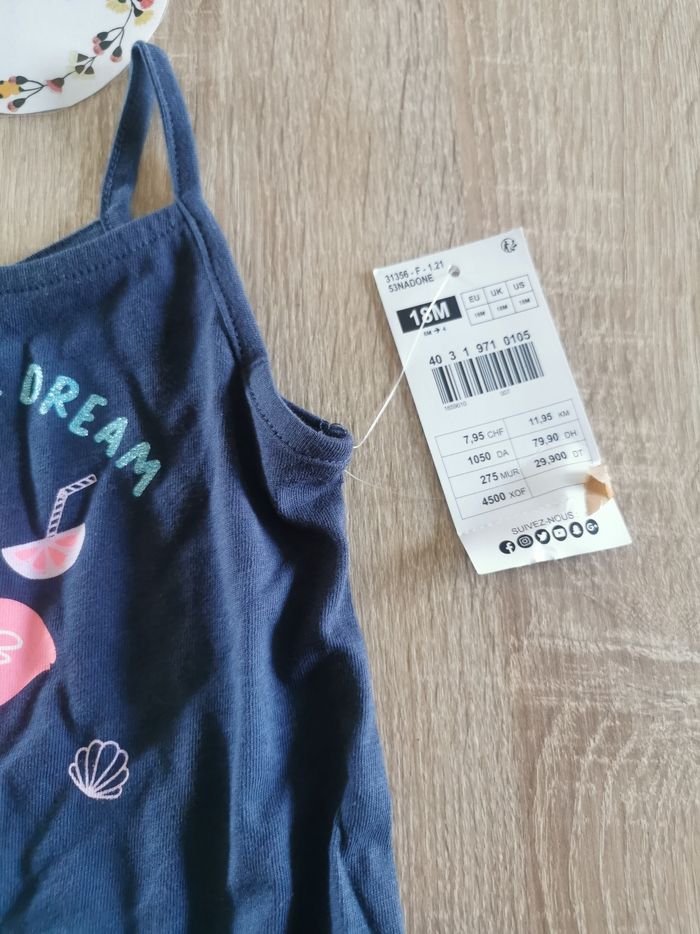 Lot de 2 articles bébé fille 18 mois robe + combinaison gemo et influx neuf avec étiquette - photo numéro 4