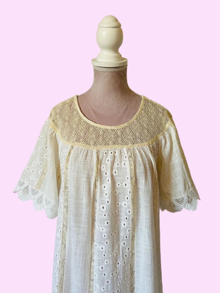 🌸🧚Robe en lin champêtre Bohochic Fairy Cottagecore Whimsical embroidered linen dress🧚🌸 - photo numéro 11