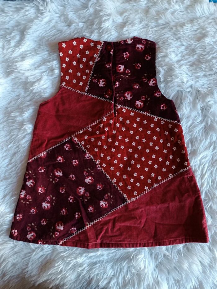 Robe chasuble velours côtelé patchwork T. 9 - 12 mois H&M - photo numéro 3