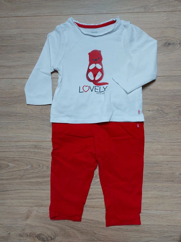 Pantalon et T-shirt manches longues assorti 12 mois