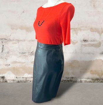 Jupe crayon mi longue cuir synthétique noir taille 38