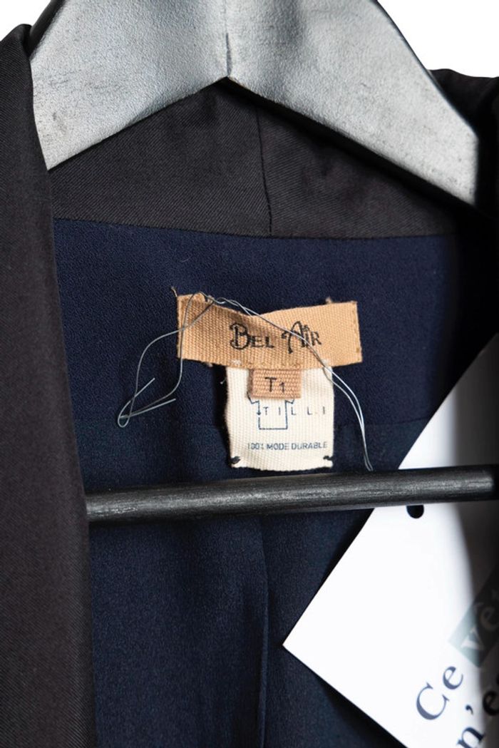 Veste blazer bleu marine Bel Air – Taille S – Pièce unique upcyclée par Tilli Paris - photo numéro 11