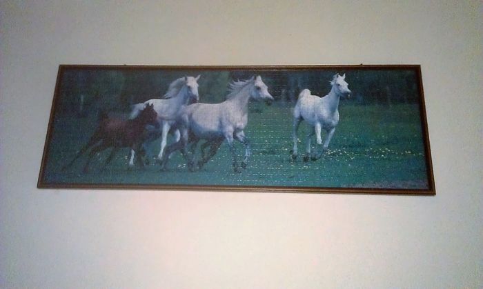 Grand tableau Puzzle chevaux encadré - photo numéro 2