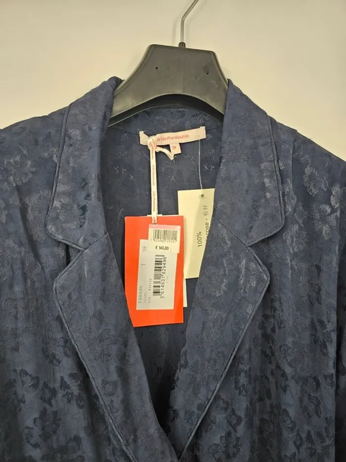 Veste blazer ceinturée La Fée Maraboutée – Taille 38 – Coloris marine - photo numéro 5