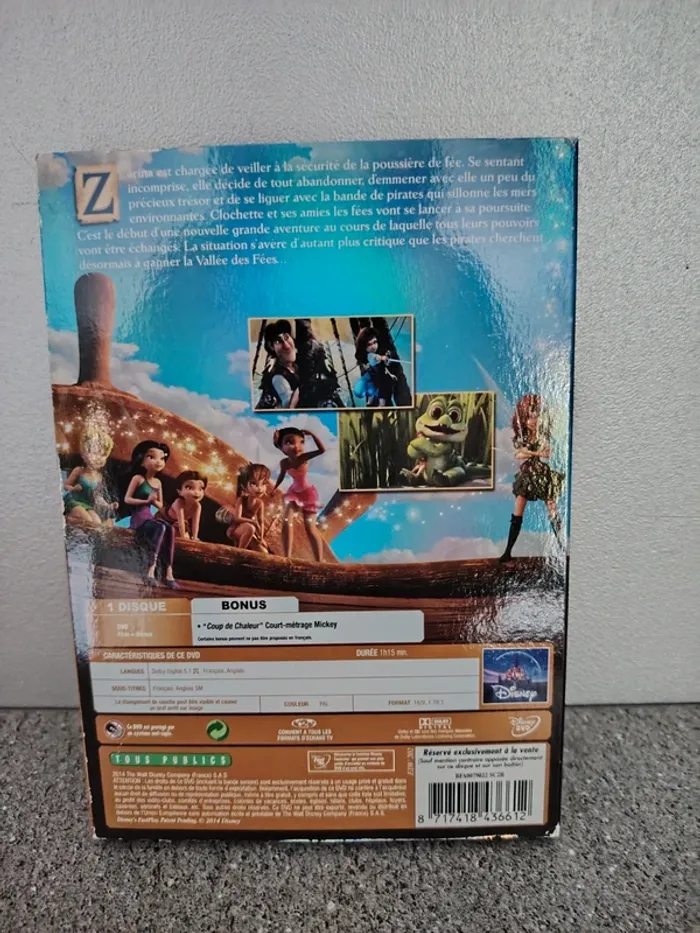 Dvd disney clochette fée pirate numéroté 110 avec fourreau tbe - photo numéro 2