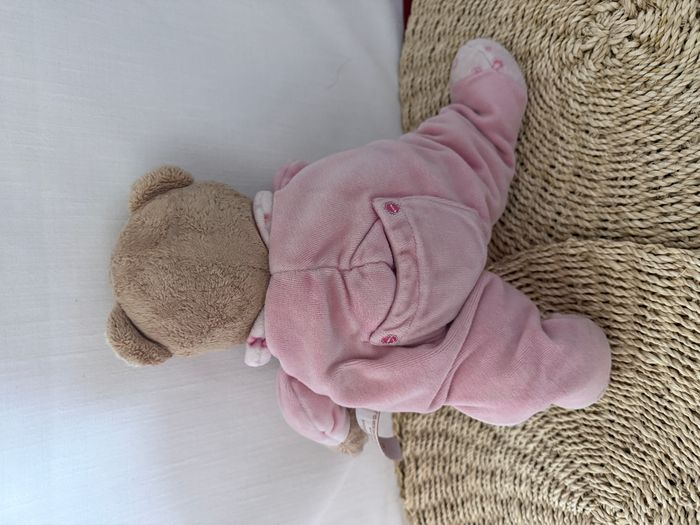 DOUDOU PELUCHE COROLLE OURS pyjama rose poche fleur - photo numéro 3