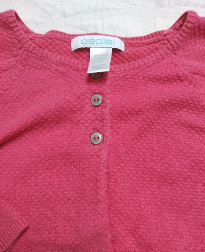 Obaibi gilet rose framboise 12 mois - photo numéro 2