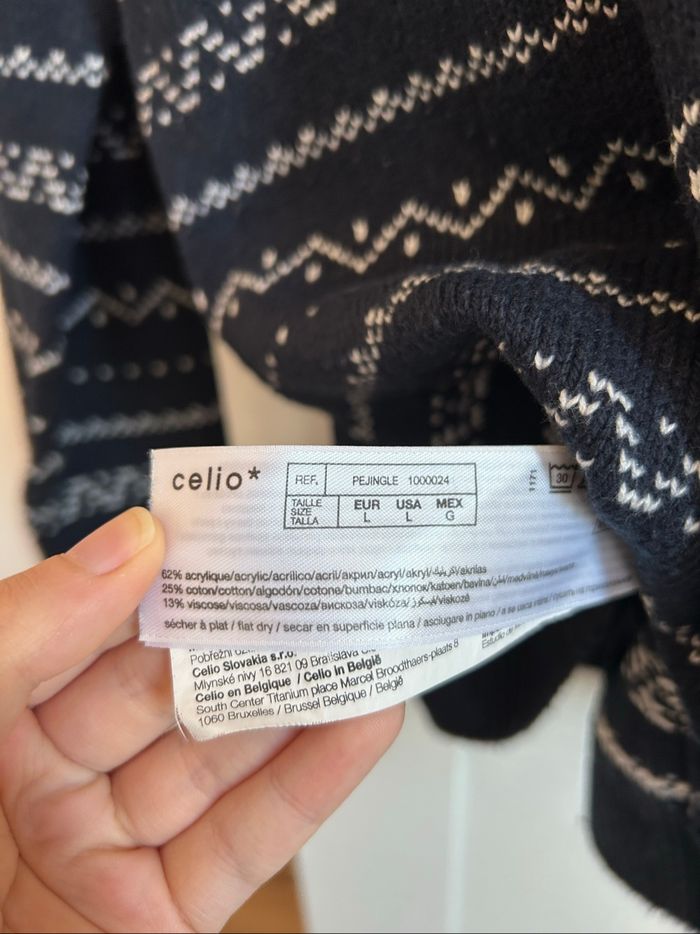 Pull marine à motifs Homme Celio Taille L - photo numéro 5