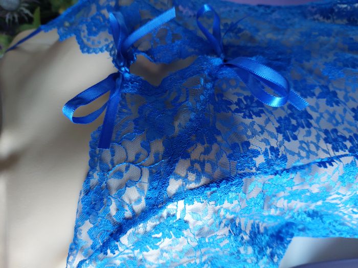 Nuisette bleue transparente en dentelle – taille XL (42-44) - photo numéro 5