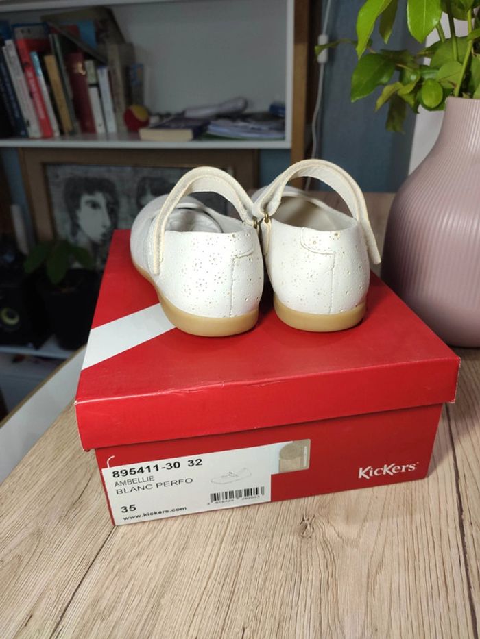 Chaussures blanches détails esprit broderie cuir kickers neuves 35 - photo numéro 4