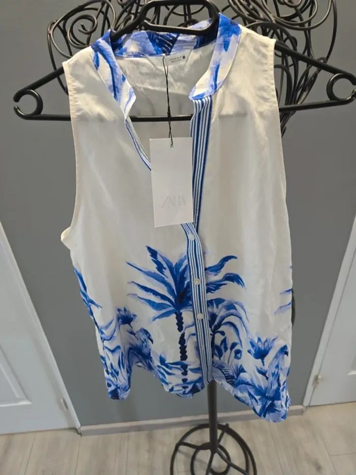 Blouse sans manches imprimée Zara - photo numéro 5