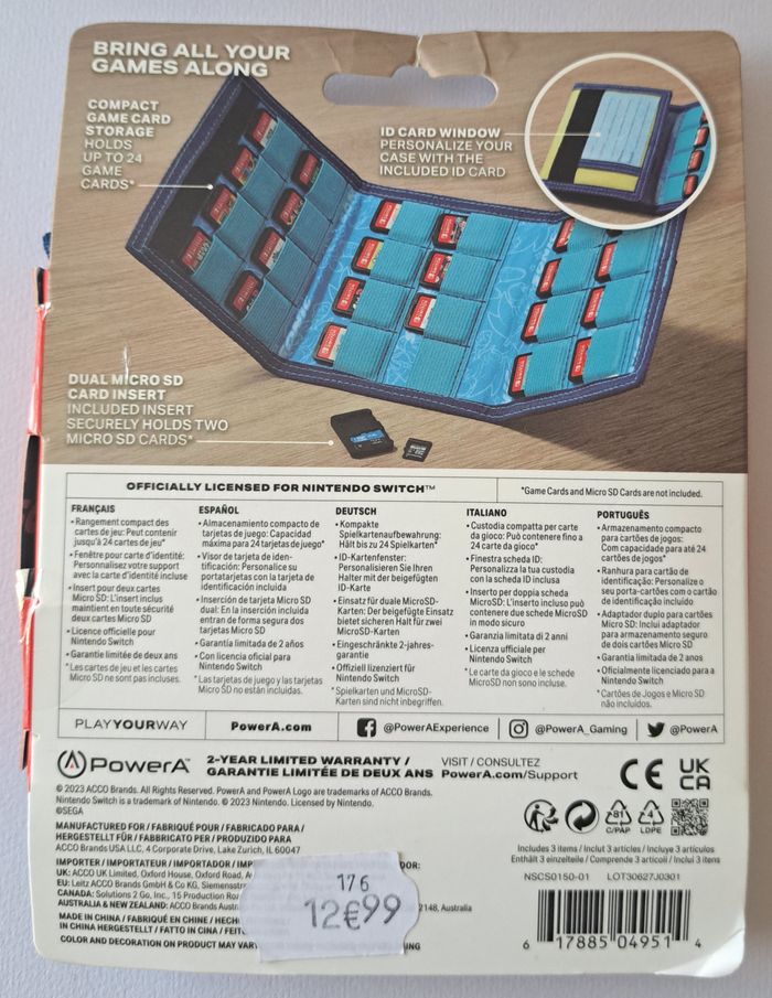 🎮 Etui officiel Sonic pour cartouches de jeu Nintendo Switch - neuf - photo numéro 2