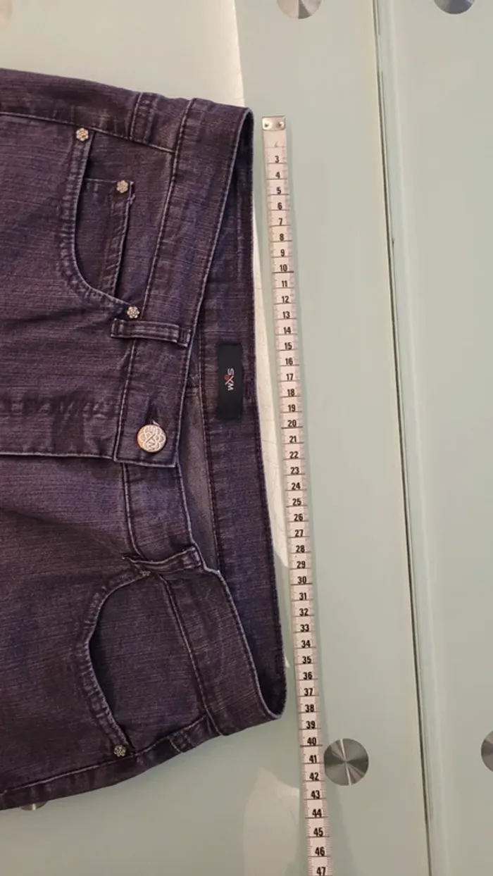 Jean droit taille haute violet 88% coton - photo numéro 12