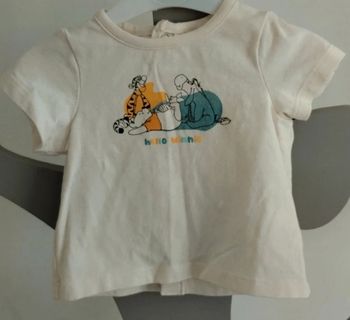 Tee-shirt manches courtes crème Winnie l'ourson et ses amis Disney Orchestra taille 1 mois