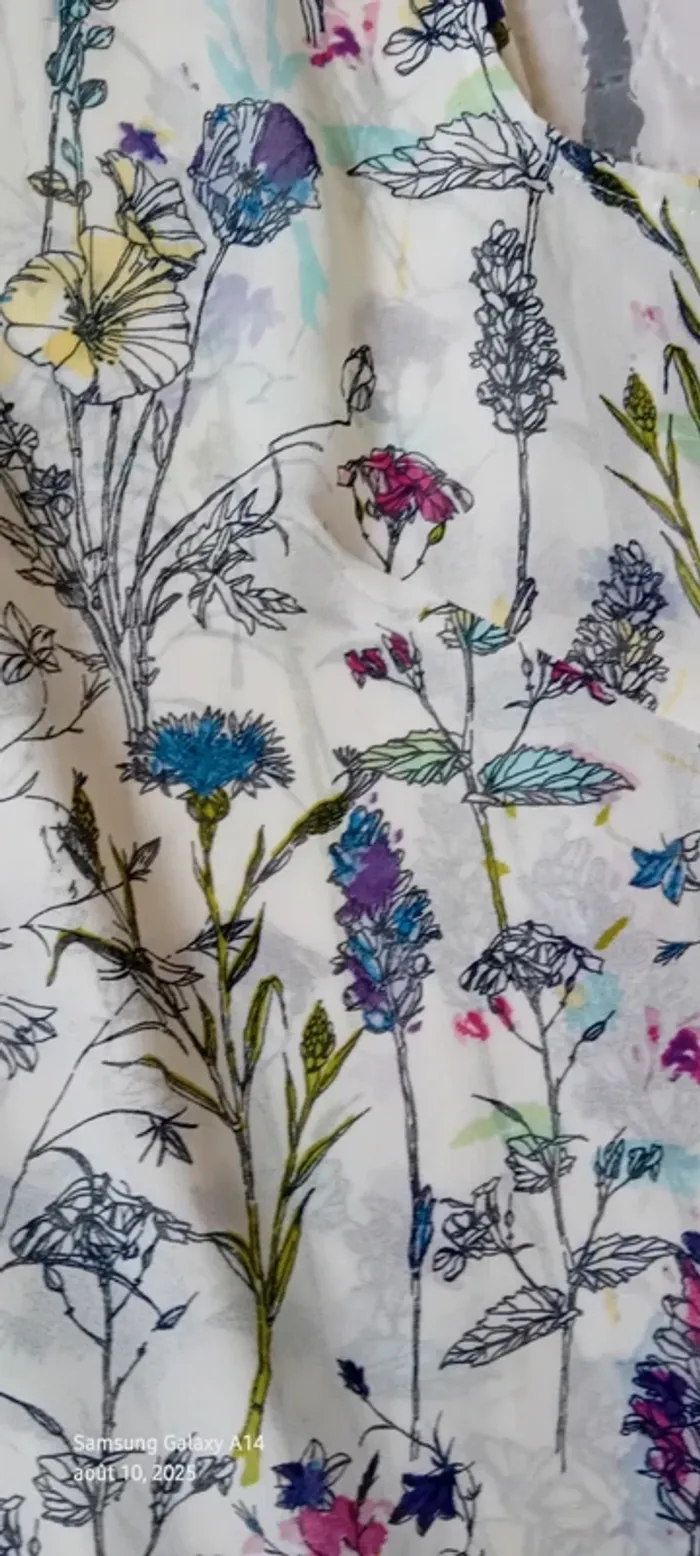 Blouse longue  sans manches assymetrique semitransparente motif fleurs femme 42 h&m - photo numéro 16