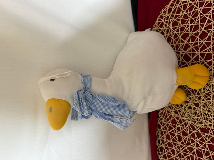 Peluche oie blanc jaune et bleu Sucre d'Orge