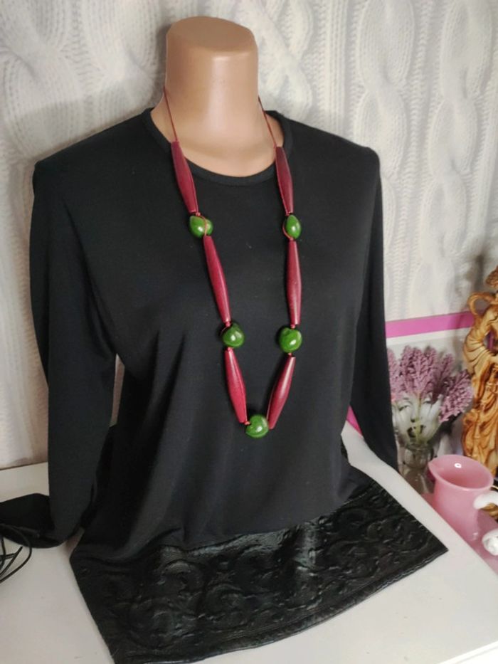 Sautoir grosses perles en bois - photo numéro 2