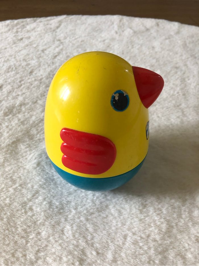 Culbuto vintage Playskool - oiseau jaune bleu et rouge - photo numéro 2