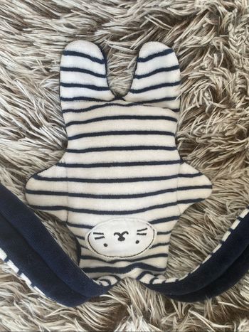 Doudou lapin plat catimini rayé