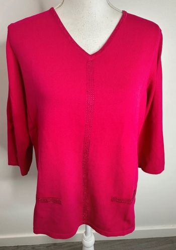 Pull rose fuchsia et strass Christine Laure T4 48 4XL