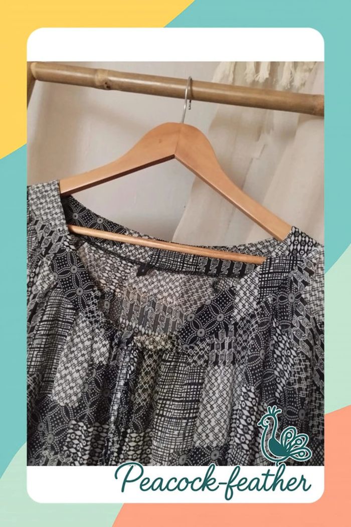 Blouse transparente noire blanche 3/4 T5 - photo numéro 9