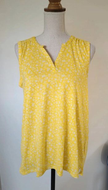 Débardeur jaune et blanc fleuri motifs petites fleurs Gémo Taille L ou 40