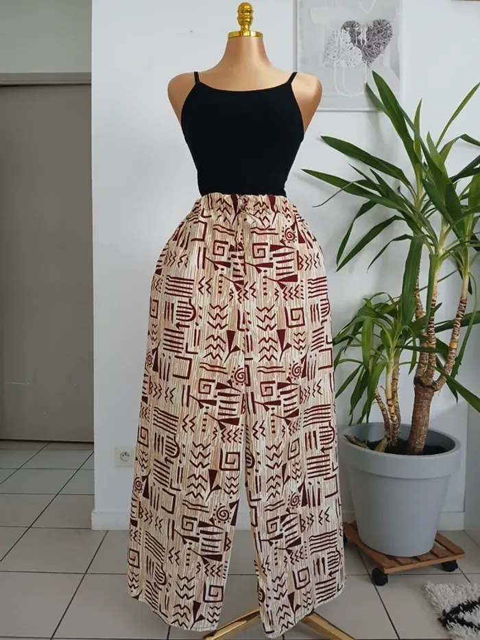 Pantalon Tendance Overside à motifs Bas large Neuf Taille L🌿💝 - photo numéro 5