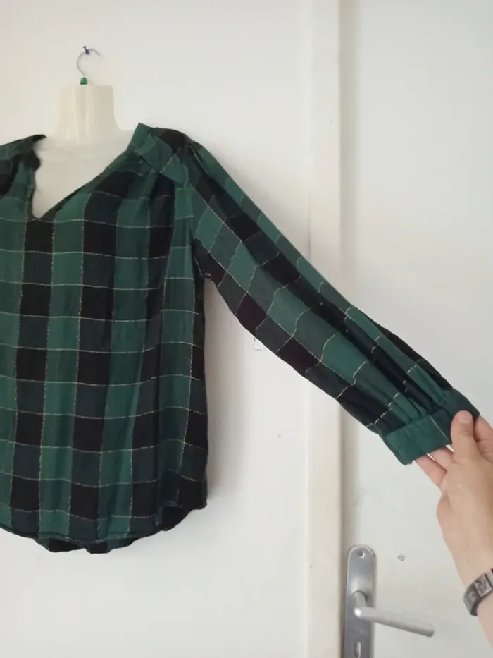 Chemise manches longues à carreaux femme - photo numéro 2