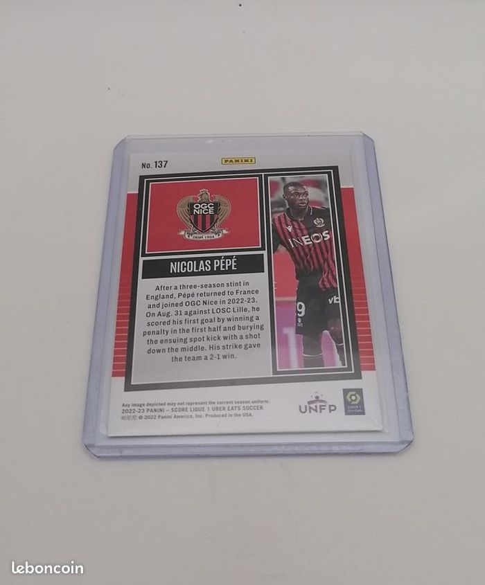 Carte Panini score Ligue 1 2022-23 Rookie Card Swirl Nicolas Pépé n°137. - photo numéro 3