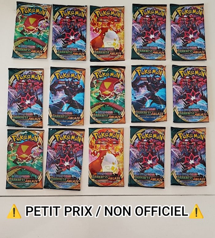 Lot de 15 boosters neufs jamais ouverts Pokemon Darkness Ablaze  non officiel  version anglaise