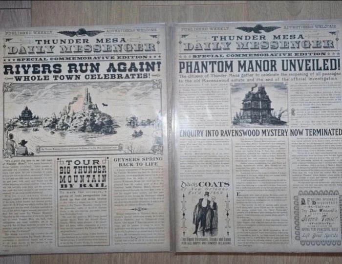Lot de 2 affiche journal phantom manor et big thunder mountain btm disney disneyland