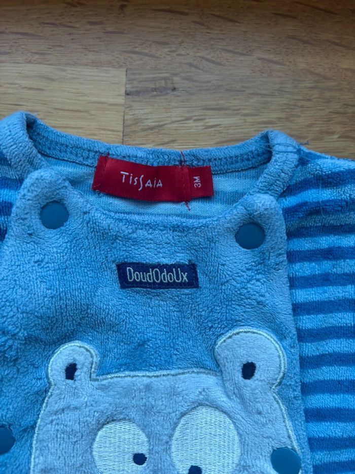 Pyjama velours Tissaia 3 mois garçon - photo numéro 2