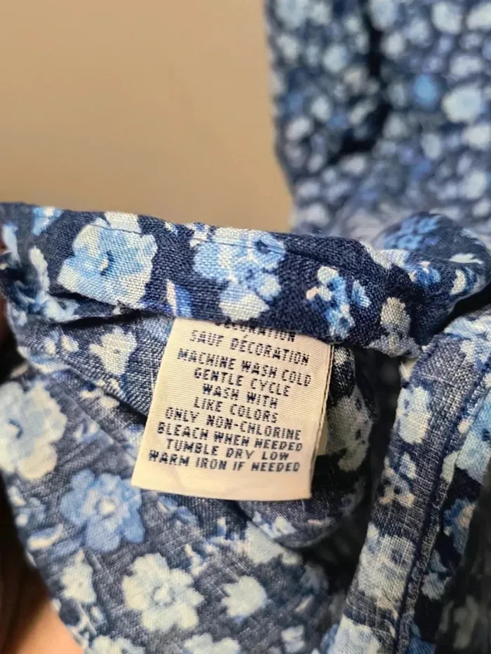 🌸 Chemise Ralph Lauren Luxury Linen florale bleu vintage 🌸 - photo numéro 5