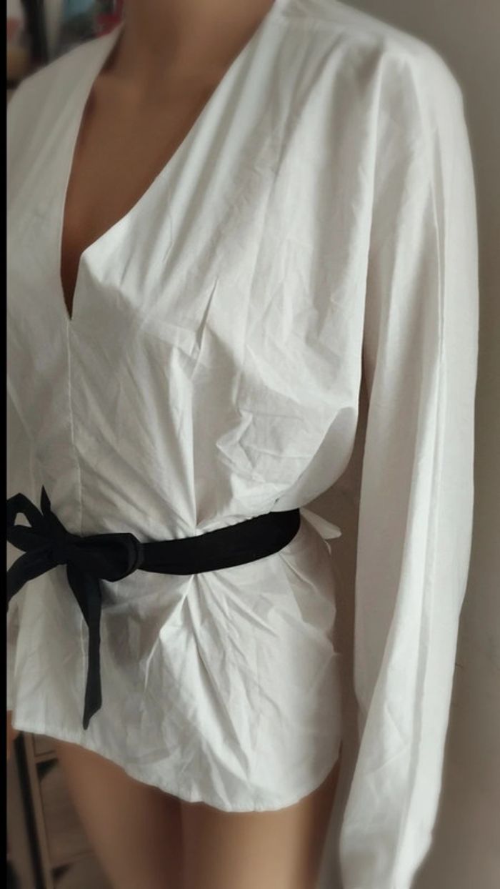 Chemise blanche ruban noir taille s/m - photo numéro 8
