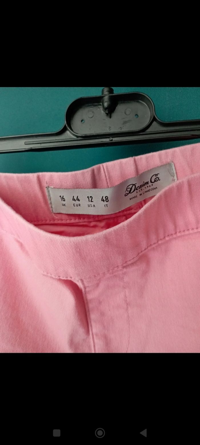 Pantalon femme coton rose, taille élastique - photo numéro 3