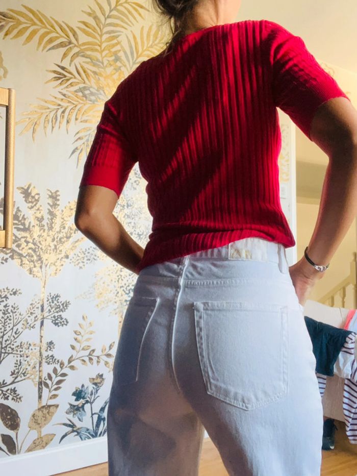 Jeans Zara blanc droit coupe crop