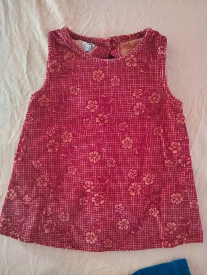 * Ensemble robe rouge motif fleur orange + collant T6M Baby TCF - photo numéro 2