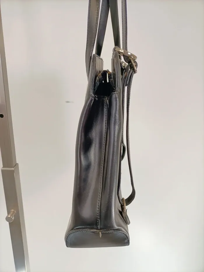 sac à main hexagona paris noir cuir chic léger vintage - photo numéro 9