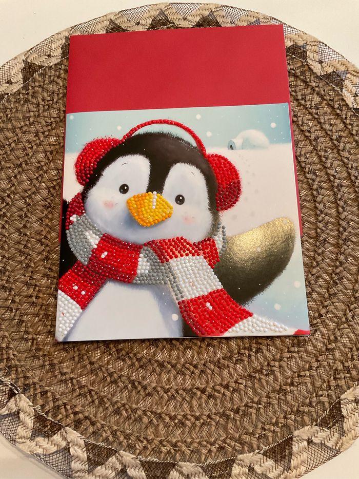 #carte postale pingouin diamond painting