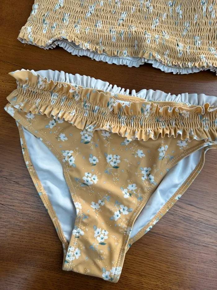 Maillot de bain fille 2 pièces 12 ans jaune fleuri - photo numéro 5