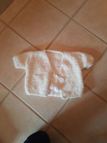 Boléro blanc cassé fille 6-8 ans - Fait main